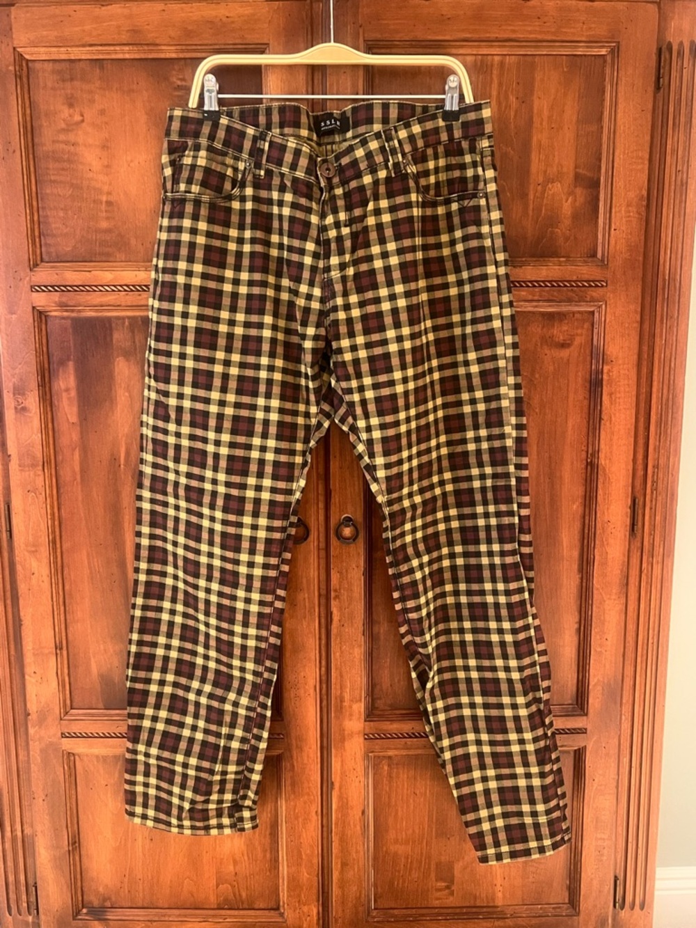 Men's SSLR straight-fit checkered denim jeans |  34X32 | Like New